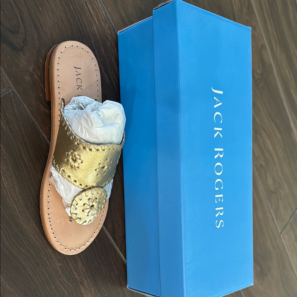 Jack Rogers Gold Slide Sandals